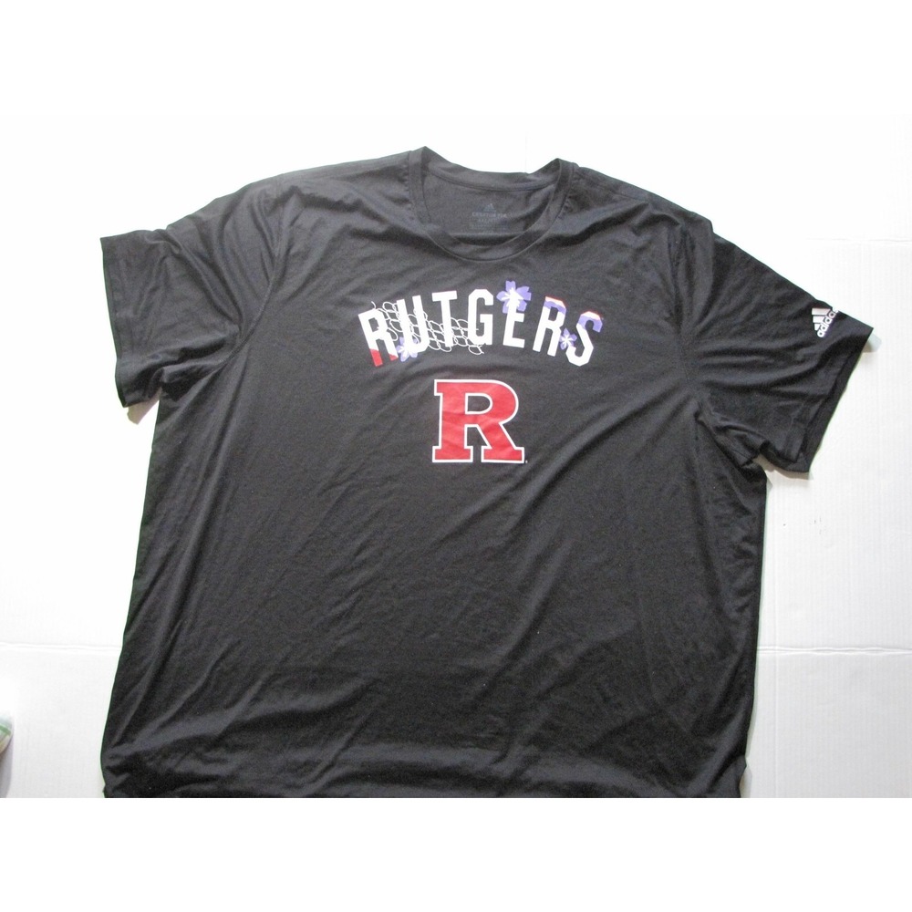 Rutgers Scarlet Knights Shirt Mens 4XL Black NCAA Basketball Adidas Graphic